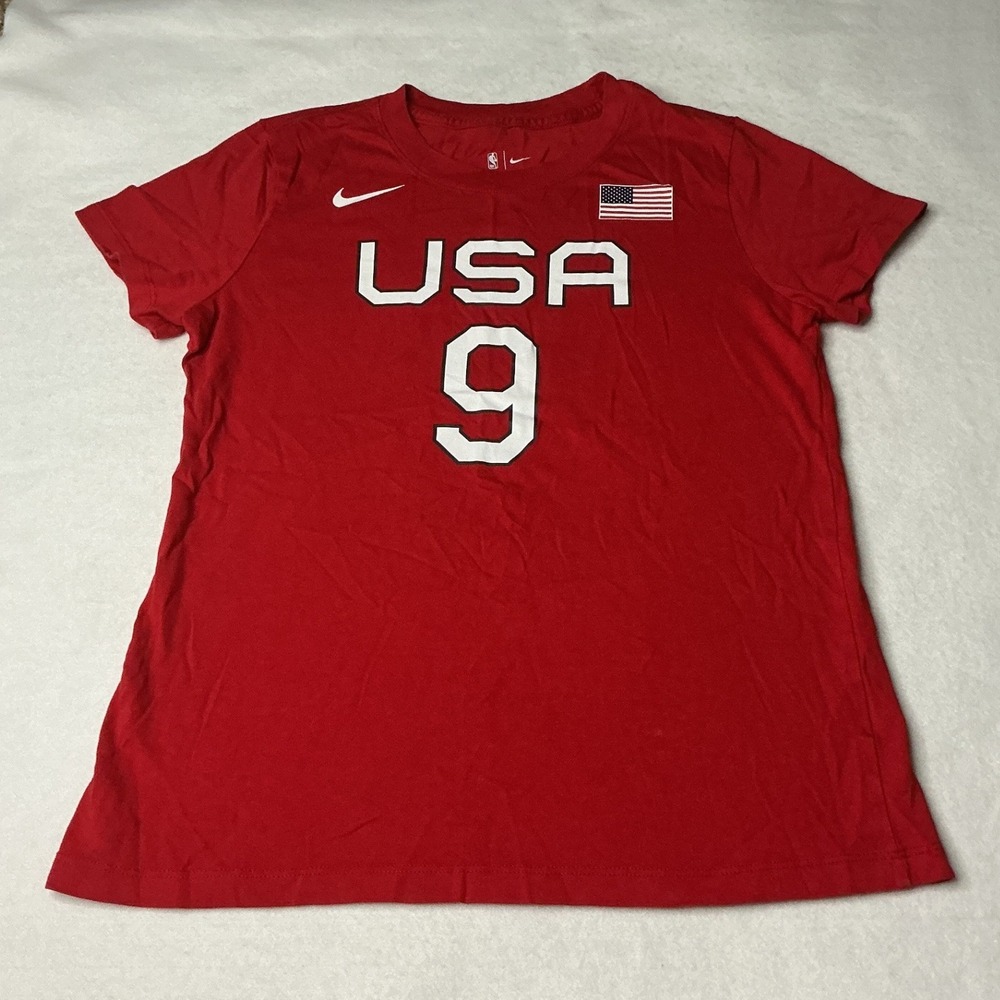 Nike USA Basketball A'ja Wilson #9 Red T-Shirt Women Small NBA Olympics Fan Gear